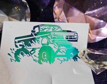 Mud Truck Vinyl Decal in Shimmering Holographic or Alternate Colors Made from Long-Lasting Quality Vinyl