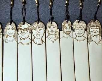 Leather Laser Engraved Caricature Portrait Bookmark