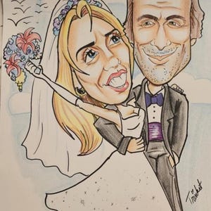Wedding Caricature Portrait- 2 Faces in Color