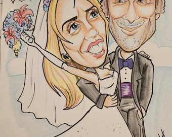 Wedding Caricature Portrait- 2 Faces in Color