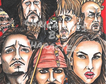 Caricature Portrait- 8 Faces in Color