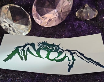Jumping Spider Vinyl Decal in Shimmering Holographic or Alternate Colors Made from Long-Lasting Quality Vinyl