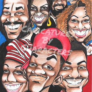 Caricature Portrait- 7 Faces in Color