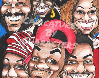 Caricature Portrait- 7 Faces in Color