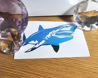 Shark Vinyl Decal in Shimmering Holographic or Alternate Colors Made from Long-Lasting Quality Vinyl