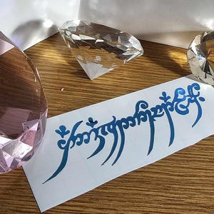 Elvish One Ring  Inspired Decal in Shimmering Holographic or Alternate Colors Made from Long-Lasting Quality Vinyl
