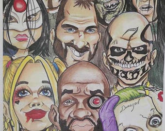 Caricature Portrait- 9 Faces in Color