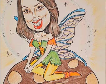 Fairy Caricature Portrait- 1 Face in color