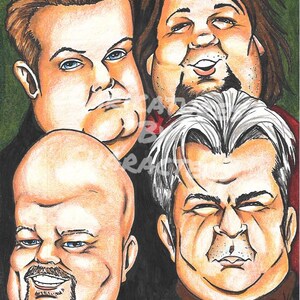 Caricature Portrait- 4 Faces in Color