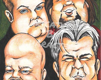 Caricature Portrait- 4 Faces in Color