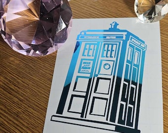 Tardis Inspired Decal in Shimmering Holographic or Alternate Colors Made from Long-Lasting Quality Vinyl