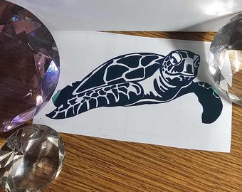 Turtle Vinyl Decal in Shimmering Holographic or Alternate Colors Made from Long-Lasting Quality Vinyl
