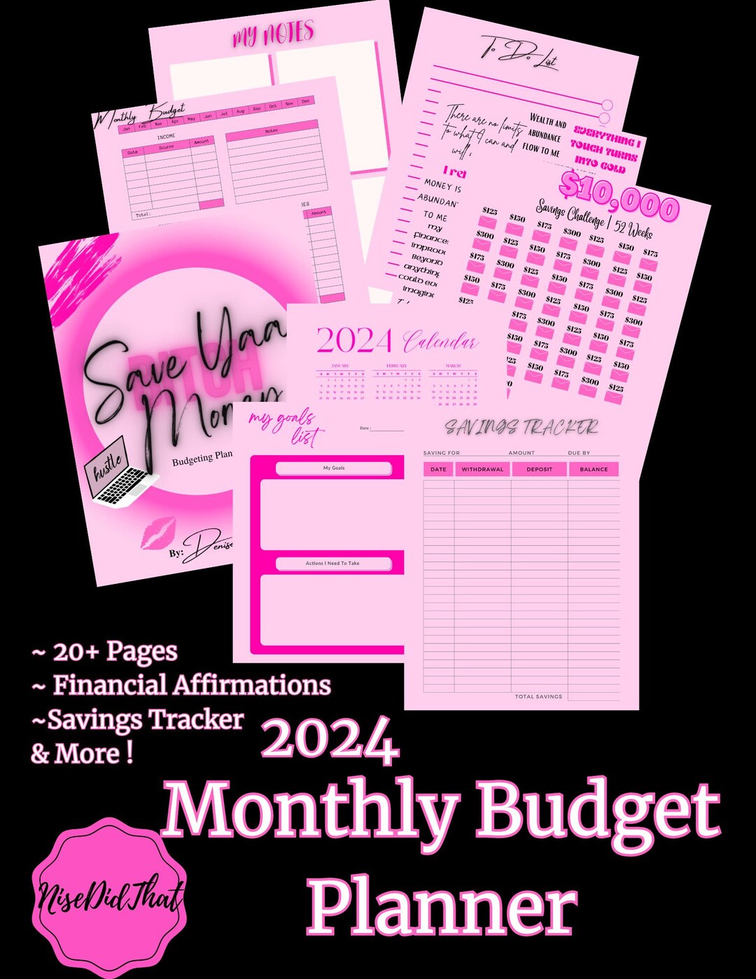 Monthly Budget Planner 2024 Baddie on A Budget Etsy