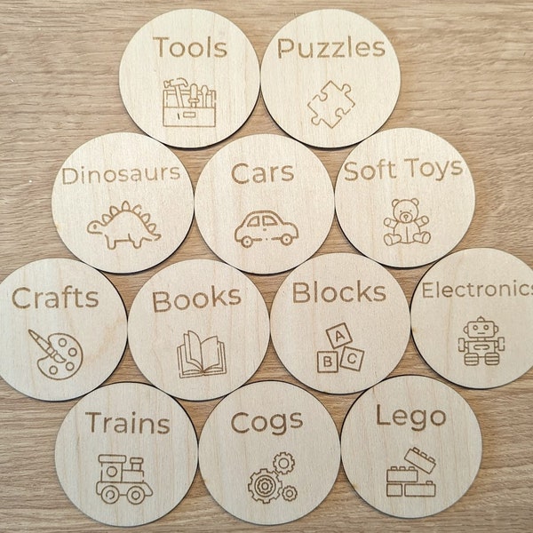 Personalised Toy Box Storage Labels - Wooden Trofast Labels - Playroom Decor - Toy Storage Labels