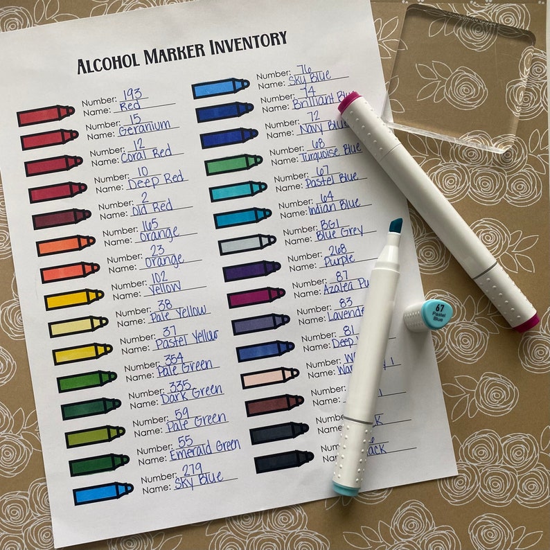 Printable Marker Inventory