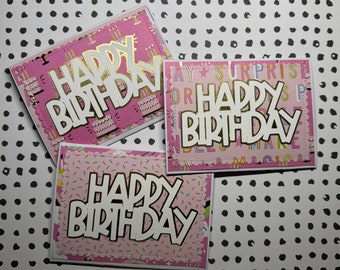 Birthday Card with Gift Card Holder. Gold Edition. 3 Pack. Blank inside