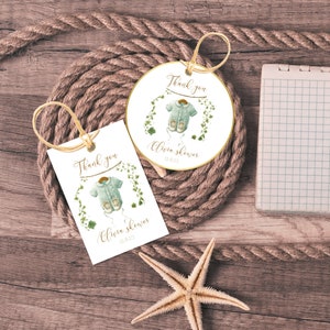 Baby Shower Round Thank You Tag Template, Clothes Baby Shower, Boho Baby Shower Round Tag Square Tag, Boy Baby Shower, Editable, Instant