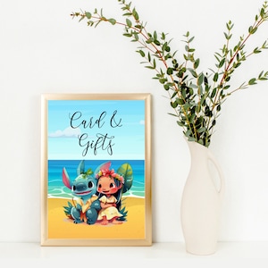 Panneau pour cartes et cadeaux Stitch, panneau de table de point, panneau de table d'anniversaire de point, panneau personnalisé, panneau de boissons, panneau de bienvenue anniversaire, décoration de fête garçon