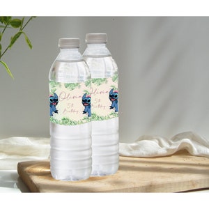 Stitch Birthday Water Bottle Labels, Personalized Water Bottle Label, Stitch Party Invite, stitch and lilo invite, Digital Kids Party Invite