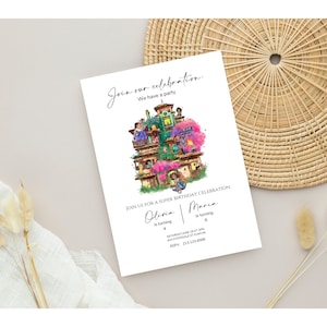Encanto double sibling birthday invitation, for 2 digital download, Mirabel party invite, Canva template printable and downloadable