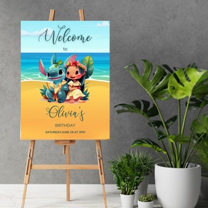 Stitch Welcome Spring Stitch Welcome Sign, Lilo and Stitch Party Invitation, Welcome Sign ...