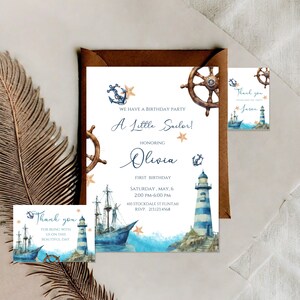 Nautical Birthday Invitation Template, Nautical First Birthday invite, Sailor Birthday invite, Nautical First invitation, Digital Printable