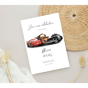 Cars Birthday Invitation Template, Kids Birthday Invitation, McQueen Invitation, Editable Personalized Canva Printable Digital Invitation
