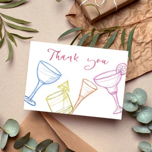 Cocktail Dankeskarte, Cocktail 30. Geburtstagspartykarte, printable Party, 40. Geburtstag Notecards bearbeitbarer Download, Sommergeschenkkarte