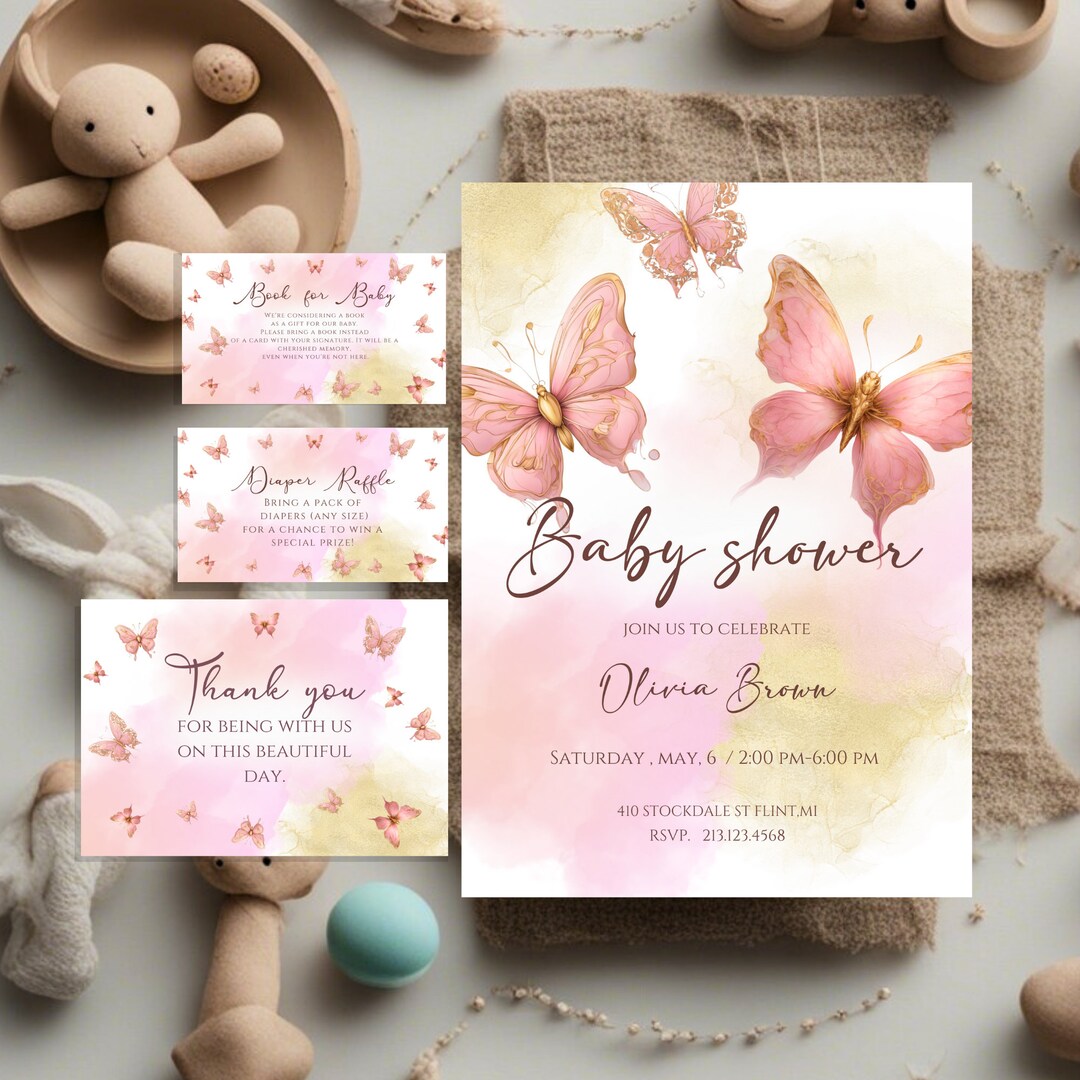 Butterfly Baby Shower Inivtation Template Girl Butterflies Baby Shower Butterfly Baby Shower Inivtation Template Girl Butterflies Baby Shower