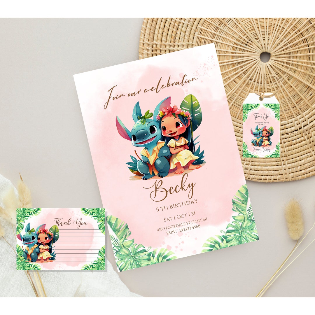 Lilo and Stitch Birthday Invitation Template, Personalized Digital Kids ...