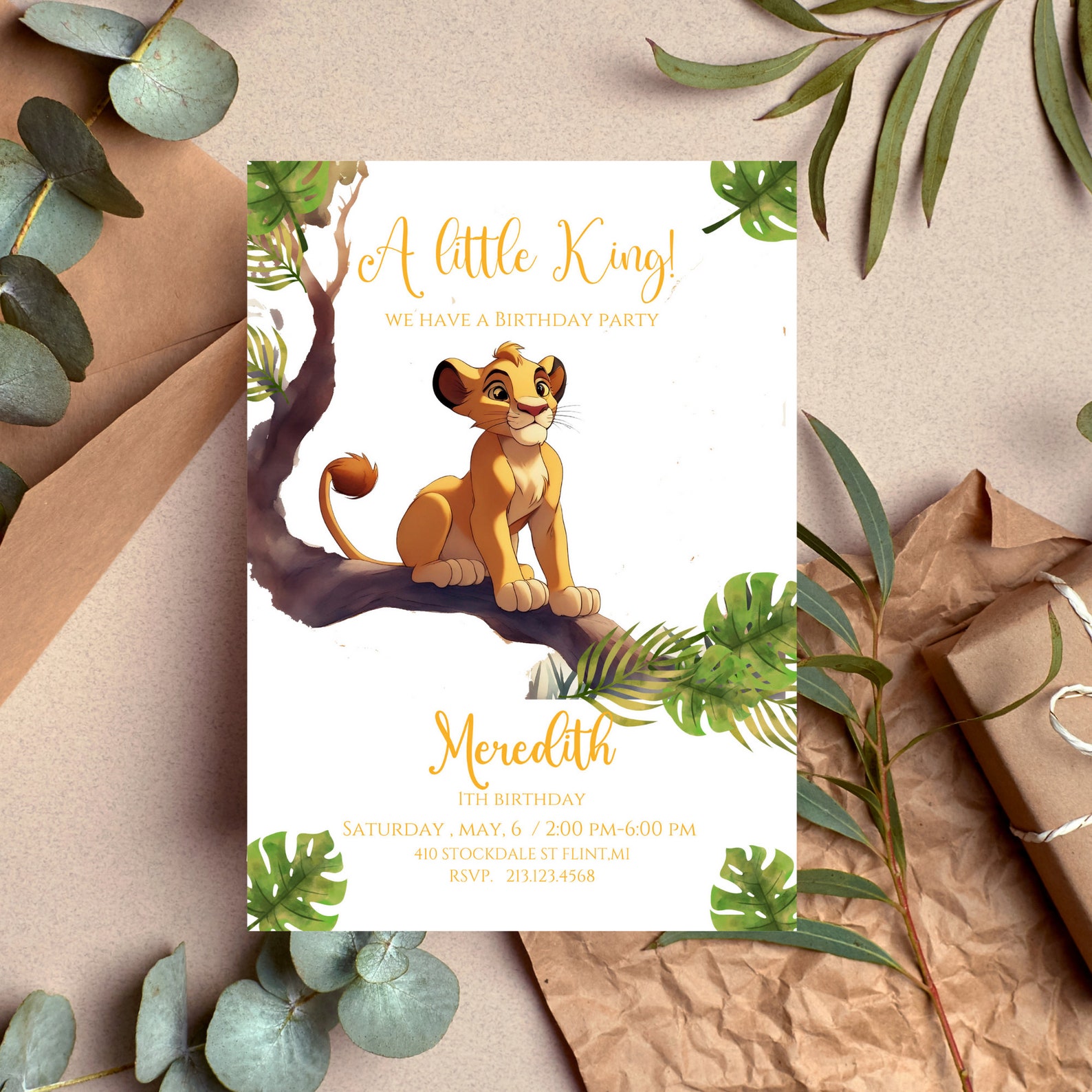 Lion King Birthday Invitation Lion King Digital Invitation - Etsy