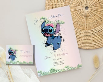 Stitch Birthday Girl Invitation Template, Personalized Digital Kids Party Invite Template, Stitch Party Invite, stitch and lilo invite