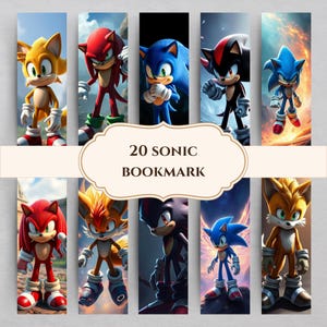 Marcapáginas imprimible de Sonic, diseños para amantes de Sonic, tamaño carta digital 11x8.5 PDF, Sonic The Hedgehog, marcapáginas digital, descarga instantánea V2