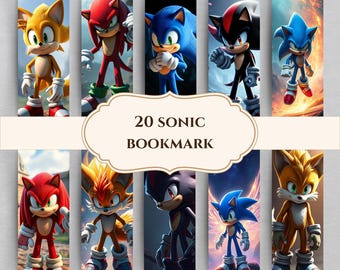 Marcapáginas imprimible de Sonic, diseños para amantes de Sonic, tamaño carta digital 11x8.5 PDF, Sonic The Hedgehog, marcapáginas digital, descarga instantánea V2