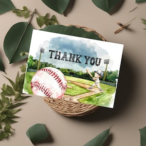 Biglietto di auguri per baseball modificabile, biglietto di ringraziamento per baseball, biglietto di auguri per baseball, biglietto di ringraziamento, modello stampabile, download digitale V2
