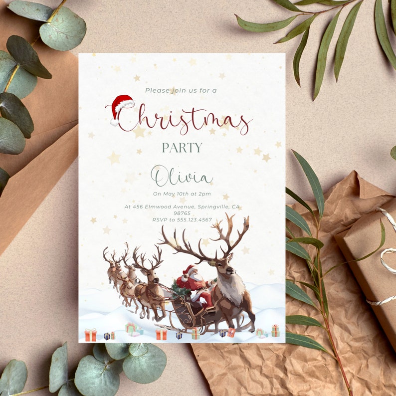 Editable Christmas Party Invitation, Christmas Party Invitation, Party