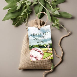Baseball Thank You Tag, Editable Baseball Tag, baseball favor tag, thank you tags, printable template, digital download V2