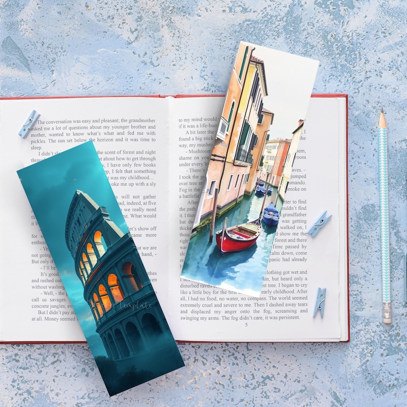 Italy Bookmark Printable, World Travel Bookmark, Watercolor Rome- Pisa ...