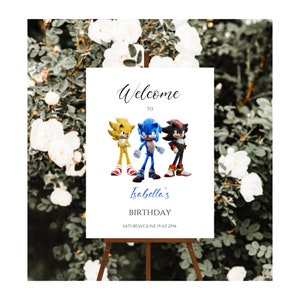 Sonic Welcome Sign, Birthday Party Sign, Birthday Party Decor, Sonic Birthday Editable Digital Template, Kids Birthday Welcome Sign