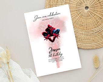 Spiderman Birthday Invitation, Spiderman Avengers Endgame, Spiderman Invitation, Spiderman Invite, Avengers, Minimalist Invitation, Digital