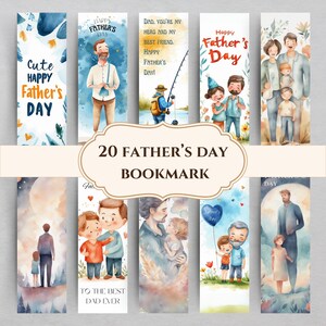 Segnalibro stampabile per la festa del papà, regalo per la festa del papà, segnalibro regalo, PDF, segnalibri PNG separati, segnalibro digitale PDF, download immediato