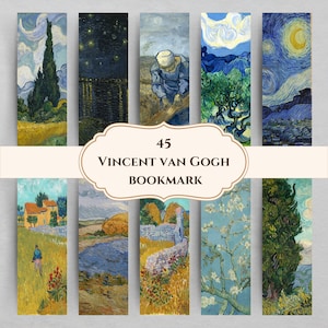 Vincent Van Gogh Bookmark Printable, Van Gogh Lovers Digital Bookmark Gift, Book Lovers Designs, PDF, Separate PNGs, Instant Download