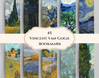 Vincent Van Gogh Bookmark Printable, Van Gogh Lovers Digital Bookmark Gift, Book Lovers Designs, PDF, Separate PNGs, Instant Download