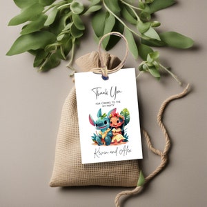 Stitch Birthday Thank You Tag Template, Personalized Digital Kids Party Invite Template, Stitch Thank You Tag Invite, stitch and lilo invite