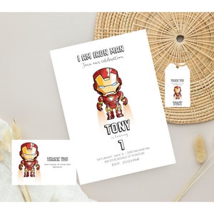 Iron Man Birthday Invitation, Superhero Birthday Invitation, First Birthday Invite, Iron Man Birthday Editable, Template Instant Download