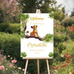 Lion King Birthday Welcome Sign, Little Lion King Editable Template, Printable Baby Simba invite, Welcome Sign Template, Instant Download