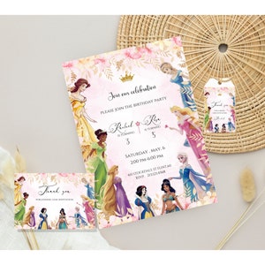 Princess Sibling Birthday Invitation, Disney Princess Birthday Party, Princess Birthday invite, Princess Party, Editable Birthday Invitation
