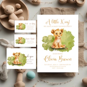 Lion King Baby Shower Invitation, Lion King Digital Invitation Template, Baby Simba Baby Shower, Digital Baby Shower Invitation, Instant V2