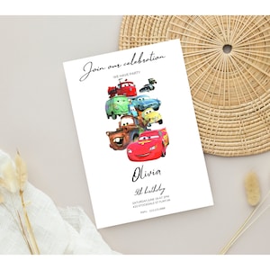 Cars Birthday Invitation, Lightning McQueen Invitation, Kids Birthday Invitation,  Editable Personalized Canva Printable Digital Invitation