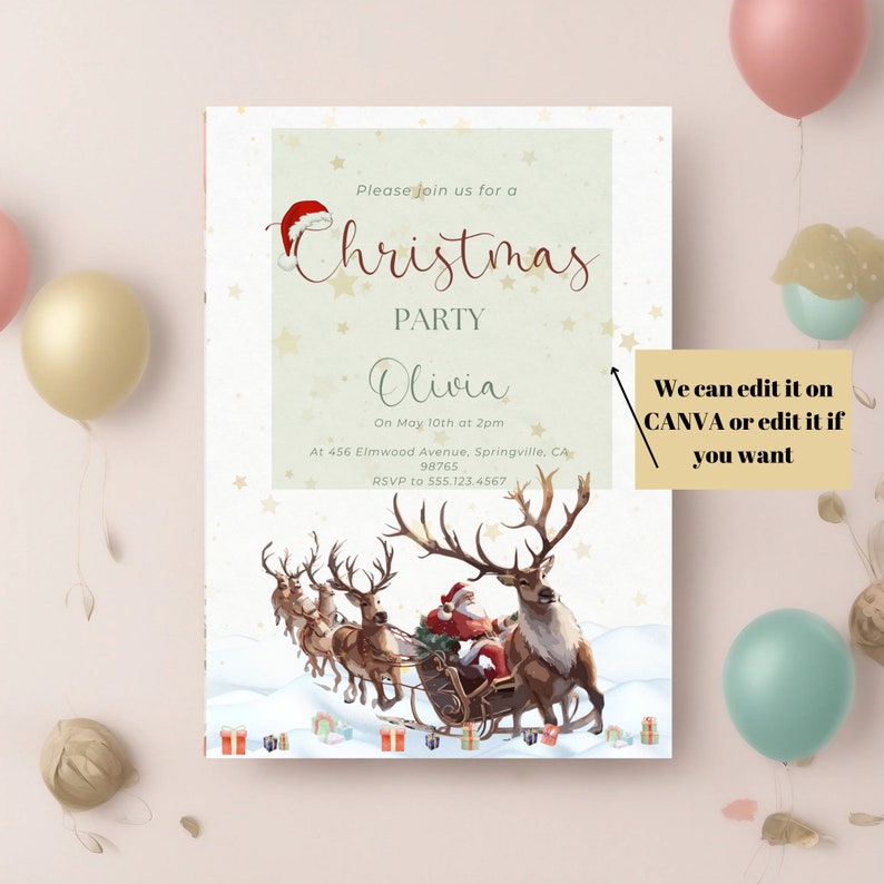 Editable Christmas Party Invitation, Christmas Party Invitation, Party